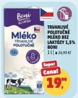 Penny Market Trvanlivé polotučné mléko bez laktózy 1,5% boni nabídka