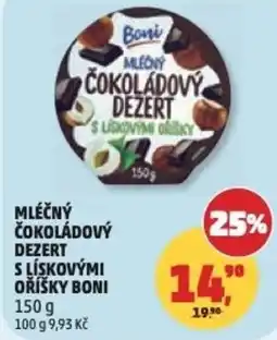 Penny Market Mléčný čokoládový dezert s lískovými oříšky BONI nabídka