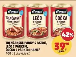 Penny Market Trenčanské parky s fazoli lečo s párkem, čočka s párkem hamé nabídka