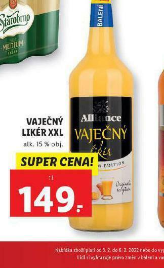 Lidl Vaječný likér xxl nabídka