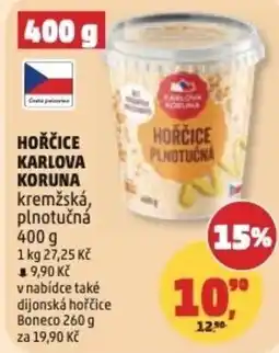 Penny Market Hořčice karlova koruna kremžská, plnotučná nabídka