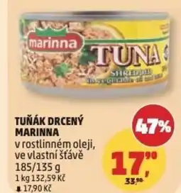 Penny Market Tuňák drcený marinna v rostlinném oleji, ve vlastní šťávě nabídka