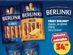 Penny Market Párky berlinki classic, se sýrem nabídka