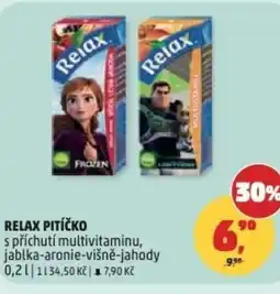 Penny Market RELAX PITÍČKO s příchutí multivitaminu, jablka-aronie-višně-jahody nabídka