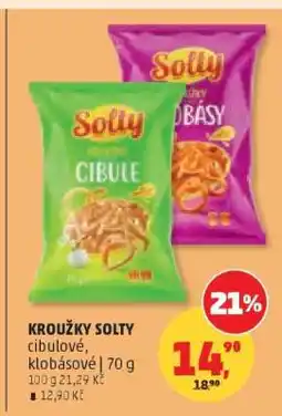 Penny Market KROUŽKY SOLTY cibulové, klobásové nabídka