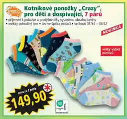 Norma Kotníkové ponožky „Crazy“, pro děti a dospívající, 7 párů nabídka
