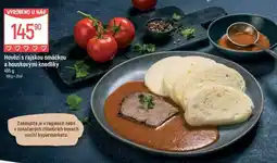 Globus Hovězí s rajskou omáčkou a houskovými knedlíky nabídka