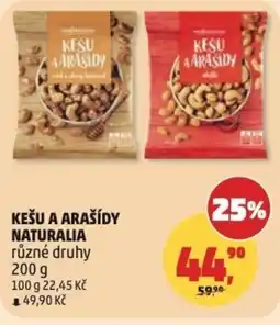 Penny Market Kešu a arašídy naturalia nabídka