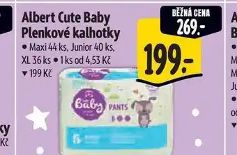 Albert Albert Cute Baby Plenkové kalhotky Maxi 44 ks, Junior 40 ks, XL 36 ks nabídka
