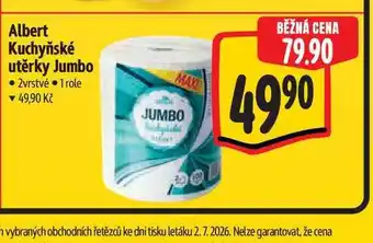 Albert Albert Kuchyňské utěrky Jumbo 2vrstvé 1 role nabídka