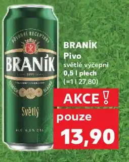 Kaufland BRANÍK Pivo světlé výčepní nabídka