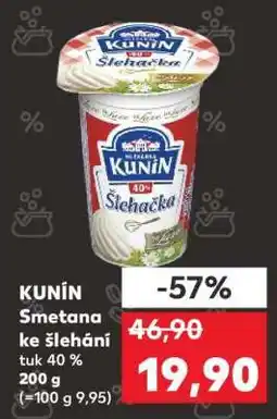 Kaufland KUNÍN Smetana ke šlehání tuk 40% 200g nabídka