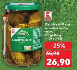 Kaufland Okurky 6-9 cm ve sladkokyselém nálevu nabídka