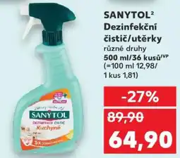 Kaufland SANYTOL Dezinfekční čistič/utěrky nabídka