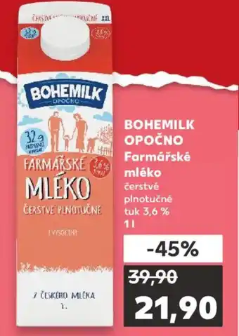 Kaufland BOHEMILK OPOČNO Farmářské mléko nabídka