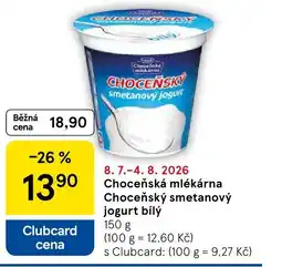 Tesco Choceňská mlékárna Choceňský smetanový jogurt bílý nabídka