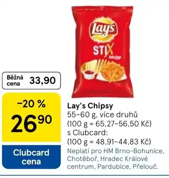 Tesco Lay's Chipsy nabídka