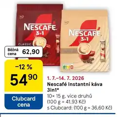 Tesco Nescafé Instantní káva 3in1 nabídka
