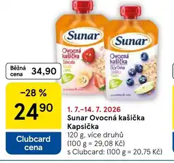 Tesco Sunar Ovocná kašička Kapsička nabídka