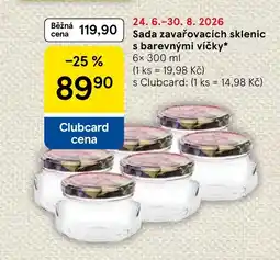 Tesco Sada zavařovacích sklenic s barevnými víčky nabídka