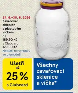 Tesco Zavařovací sklenice s plastovým víčkem nabídka