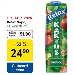 Tesco Relax Nápoj nabídka