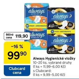 Tesco Always Hygienické vložky nabídka