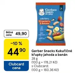 Tesco Gerber Snacks Kukuřičné křupky jahoda a banán nabídka