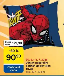 Tesco Dětský dekorační polštář Spider-Man Thwip nabídka