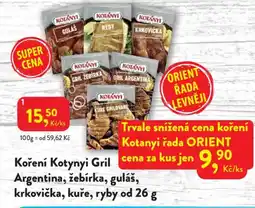 MP Krásno Koření Kotynyi Gril Argentina, žebírka, guláš, krkovička, kuře, ryby nabídka