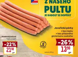 Billa Javořické párky nabídka