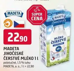Trefa MADETA JIHOČESKÉ ČERSTVÉ MLÉKO 1l polotučné, 1,5 % tuku nabídka