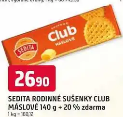 Trefa SEDITA RODINNÉ SUŠENKY CLUB MÁSLOVÉ 140 g + 20% zdarma nabídka