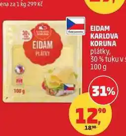 Penny Market KARLOVA KORUNA EIDAM plátky, 30% tuku nabídka