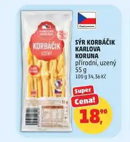 Penny Market KARLOVA KORUNA SÝR KORBÁČIK přírodní, uzený nabídka