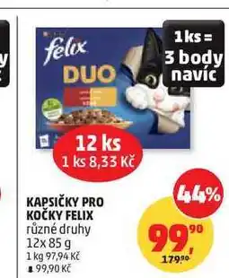 Penny Market Felix kapsičky pro kočky 12x85g, vybrané druhy nabídka