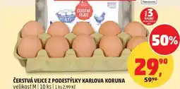 Penny Market KARLOVA KORUNA ČERSTVÁ VEJCE Z PODESTÝLKY velikost M 10 ks nabídka