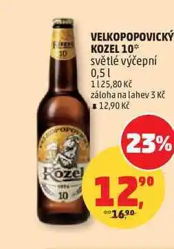Penny Market Velkopopovický Kozel 10°, Světlé pivo výčepní nabídka