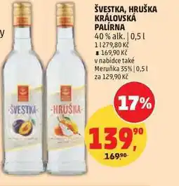 Penny Market KRÁLOVSKÁ PALÍRNA ŠVESTKA, HRUŠKA 40% alk nabídka