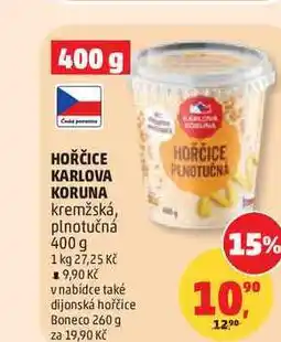 Penny Market KARLOVA KORUNA kremžská, plnotučná hořčice nabídka