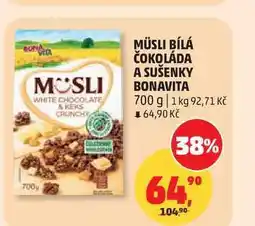 Penny Market BONAVITA MÜSLI BÍLÁ ČOKOLÁDA A SUŠENKY nabídka