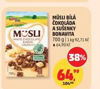 Penny Market BONAVITA MÜSLI BÍLÁ ČOKOLÁDA A SUŠENKY nabídka