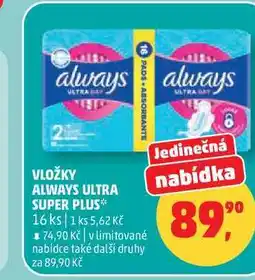 Penny Market ALWAYS ULTRA SUPER PLUS 16 ks nabídka
