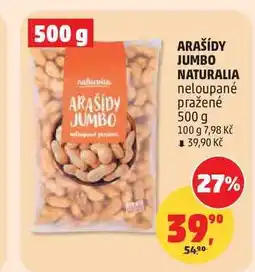 Penny Market NATURALIA ARAŠÍDY JUMBO neloupané pražené nabídka
