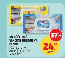 Penny Market PENNY VÍCEÚČELOVÉ VLHČENÉ UBROUSKY různé druhy 80ks nabídka