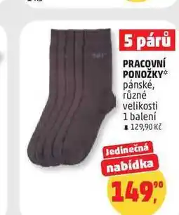 Penny Market PRACOVNÍ PONOŽKY pánské, různé velikosti 1 balení nabídka