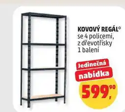 Penny Market KOVOVÝ REGÁL se 4 policemi, z dřevotřísky 1 balení nabídka