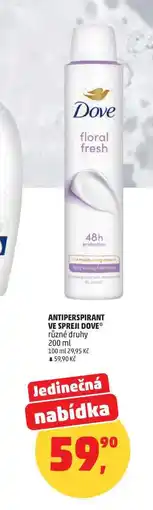 Penny Market Dove antiperspirant deodorant sprej 200ml, vybrané druhy nabídka