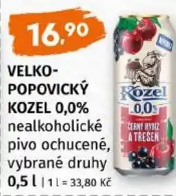 Trefa Velkopopovický kozel 0,0% nealkoholické nabídka