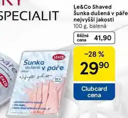 Tesco Le&Co Shaved Šunka dušená v páře nejvyšší jakosti, 100 g, balená nabídka